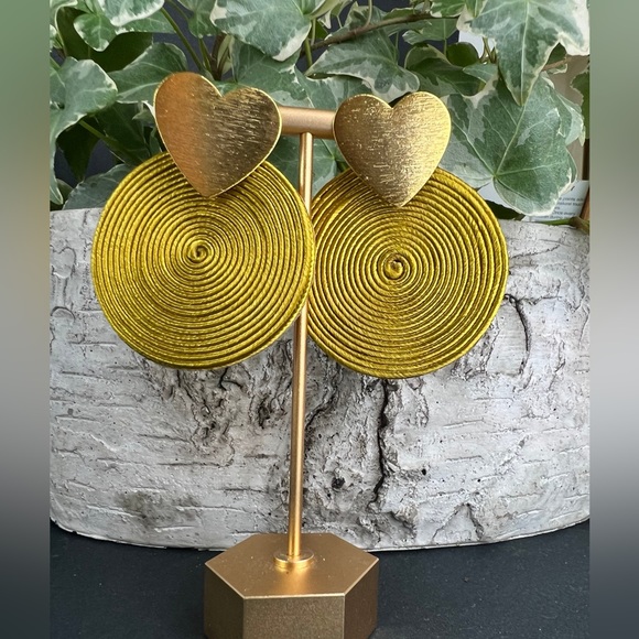 Elegant Yellow & Gold Dangle Earrings - Round Earrings - Trendy Summer Earrings - Picture 7 of 7